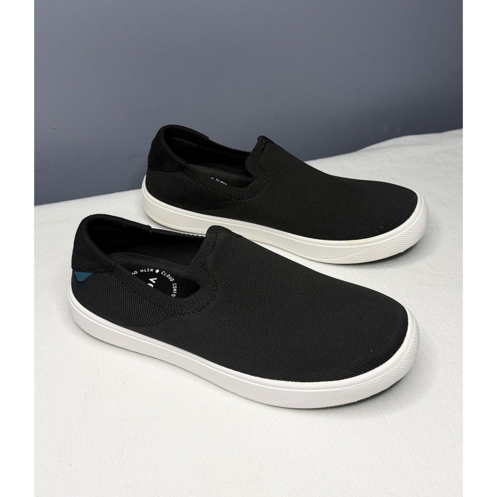 Vessi Boardwalk Slip-On Shoes Womens 7 Black Knit Comfort Walking Sneakers